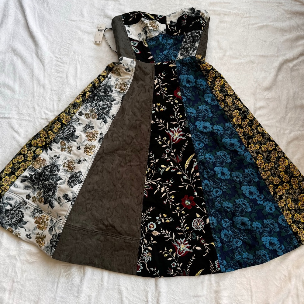 Anthropologie patchwork dress strapless or use included straps